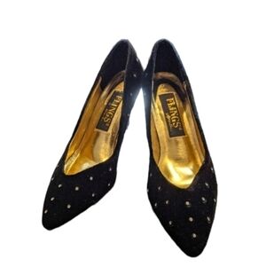 🌲🌲🌲flash sale✨Flings black Velvet studded decor heels size 6